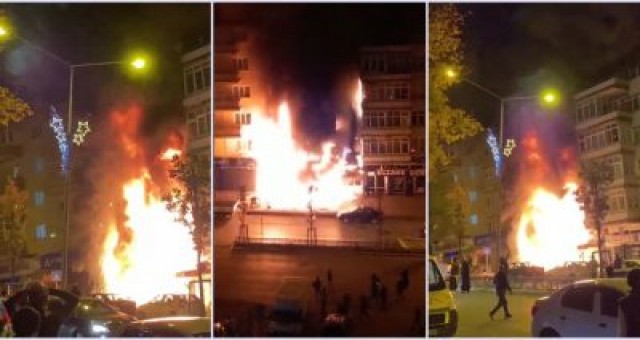 Erzurum’da Alevler Geceyi Aydınlattı -GÖRÜNTÜLÜ HABER-