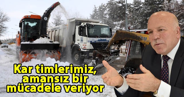 BÜYÜKŞEHİR’İN KAR TİMLERİ KENTİ BAŞTAN AŞAĞI KARDAN TEMİZLİYOR