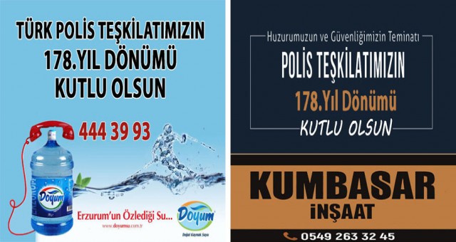 DOYUM SU - KUMBASAR TÜRK POLİS TEŞKİLATI KUTLAMA İLANI